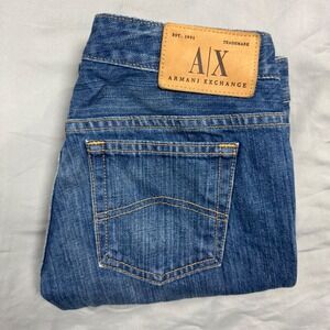 AX Armani Exchange Bootcut Jeans Blue Wash Women's 4S Panhandle Whisker & Tint